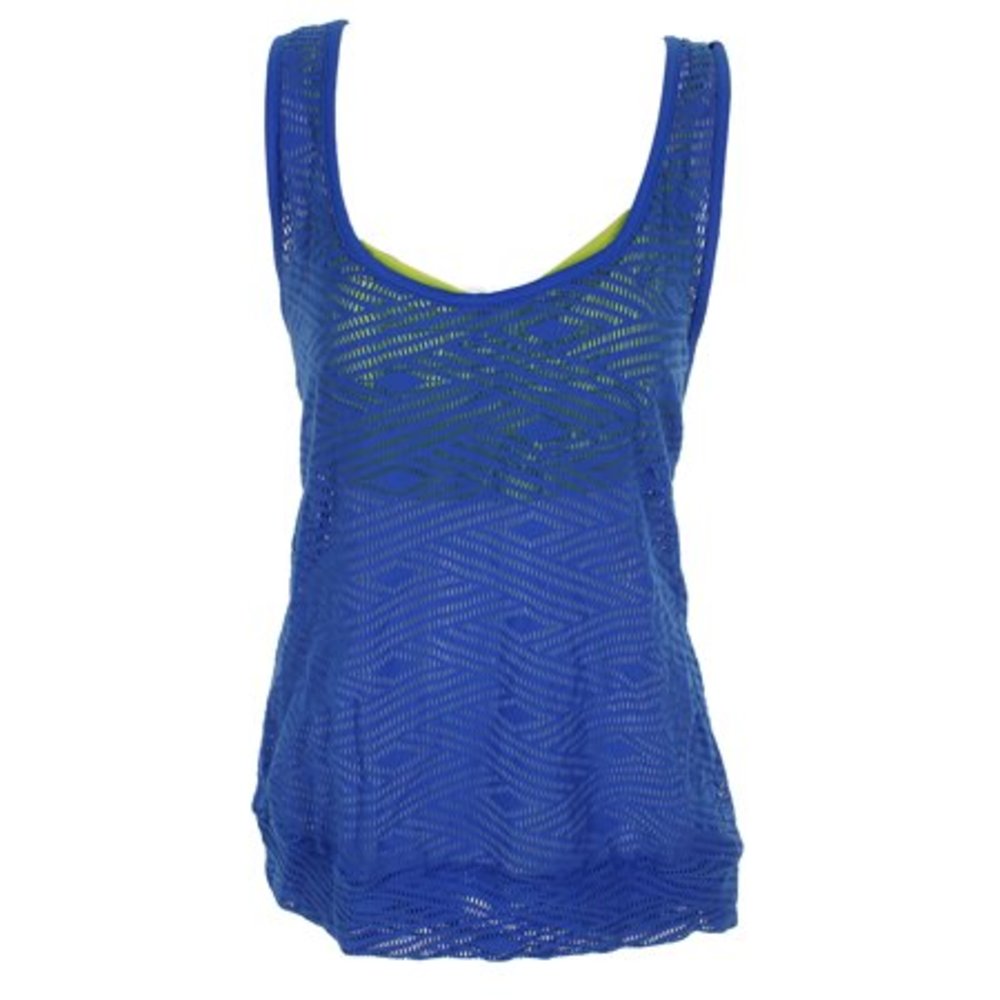 GO GOSSIP Womens Sporty Splice Layered Crochet Tankini Top Medium